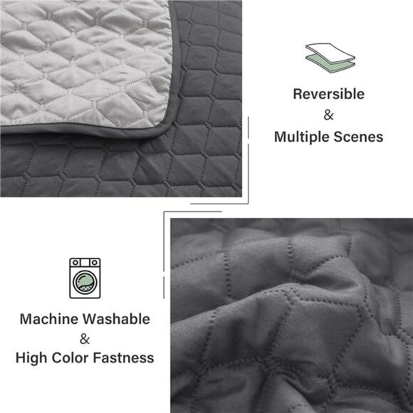 Ultrasonic Reversible Full Queen Quilt Bedding Set with Pillow - Picture 13 of 14
